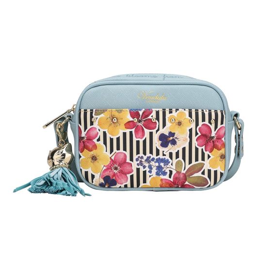 Autumn Floral Kamerabox Tasche mit Nieten besetzt - Blau