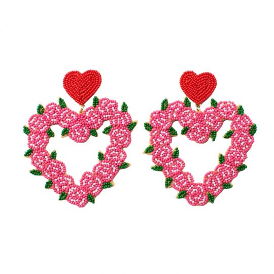 Boucles d'Oreilles ''Coeurs en Fleur'' The Flower Shop - Pink Edition