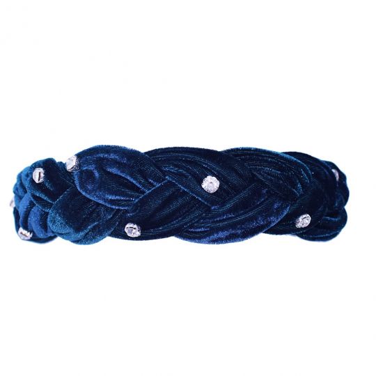 Serre-tête tressé en velours Highland Fling – Bleu Sarcelle