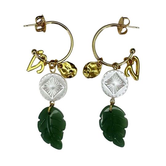 Boucles d'Oreilles '' Pearl and Leaf Cluster’’