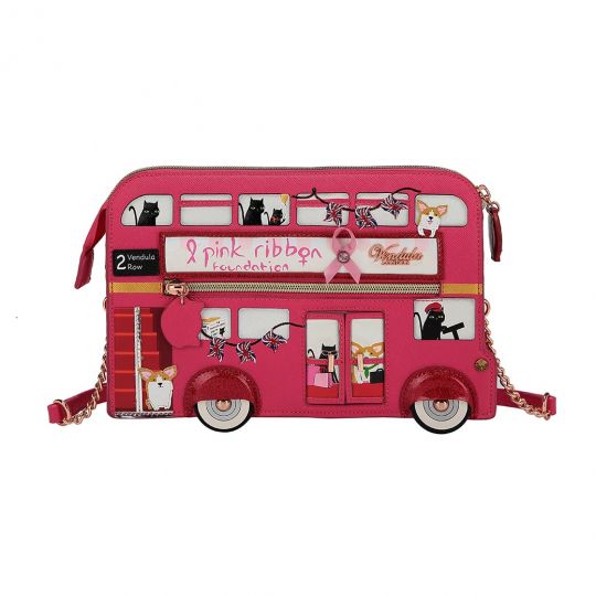 Borsa Pochette ''Autobus Rosa'' Pink Ribbon Foundation London Cats and Corgis