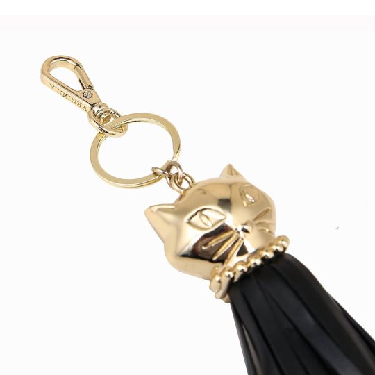 Lucky Paws Cat Tassel Key Charm – Black