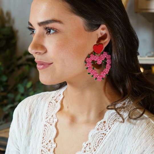 The Flower Shop - Pink Edition Flower Hearts Earrings