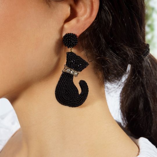 Lucky Paws Black Cat Earrings