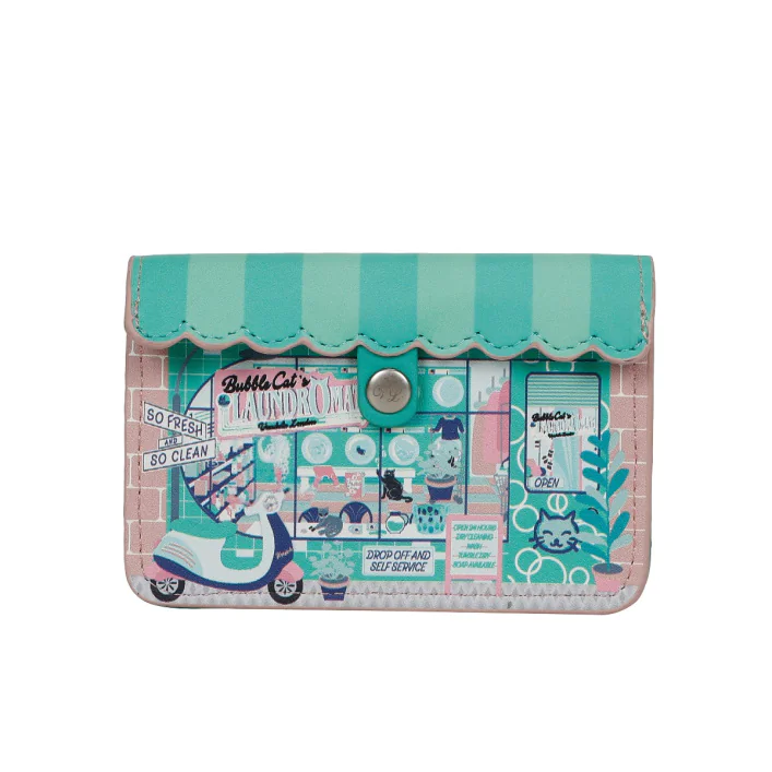 Tarjetero Accordion Bubble Cats Laundromat