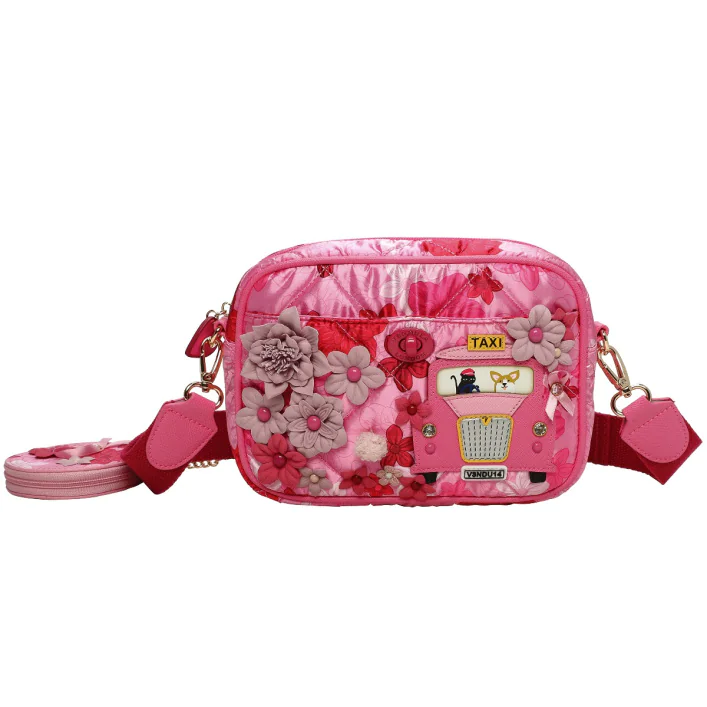 Vendula X Pink Ribbon Foundation - London Cats & Corgis Floral Camera Bag