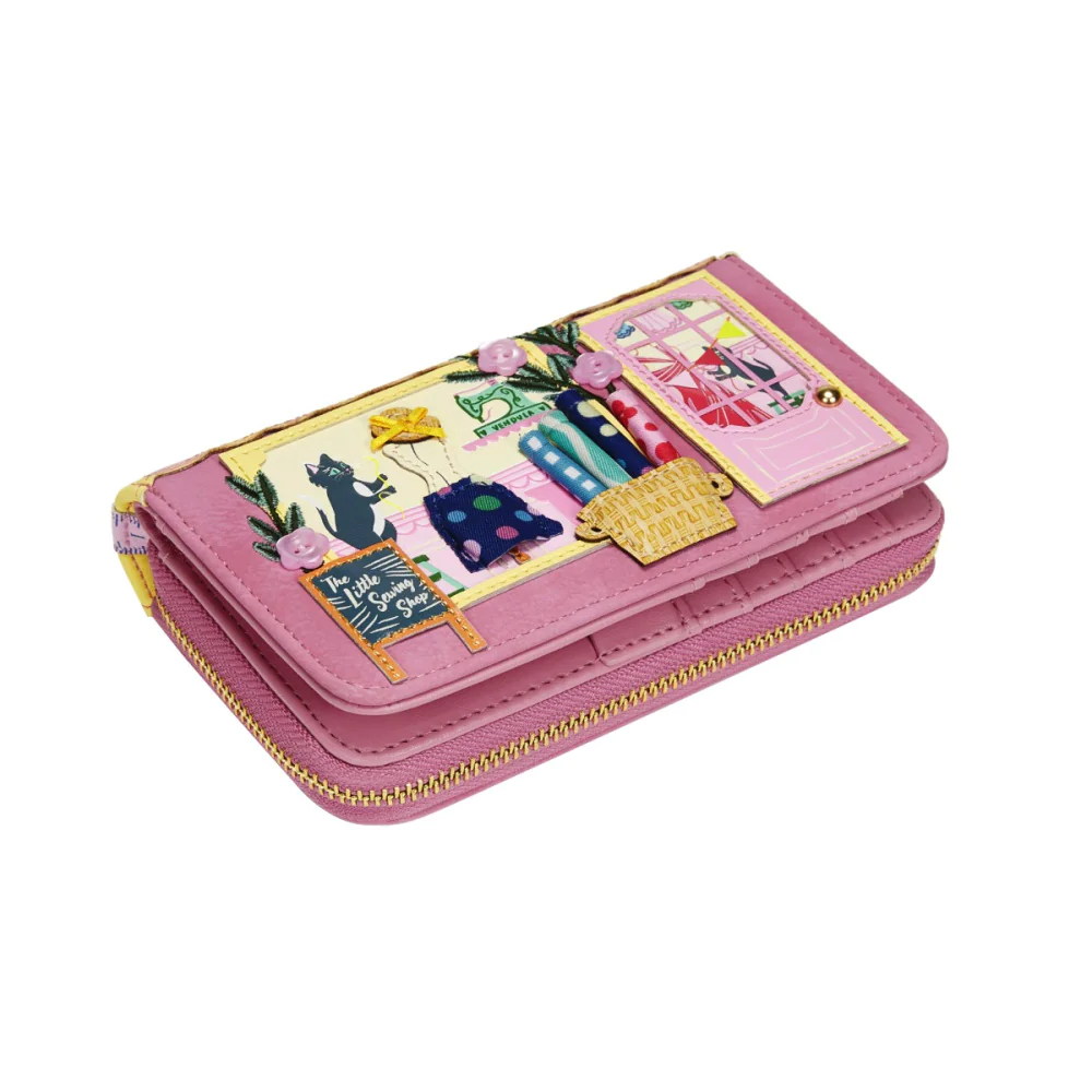 Sewing Shop - Raspberry Edition Medium Ziparound Wallet