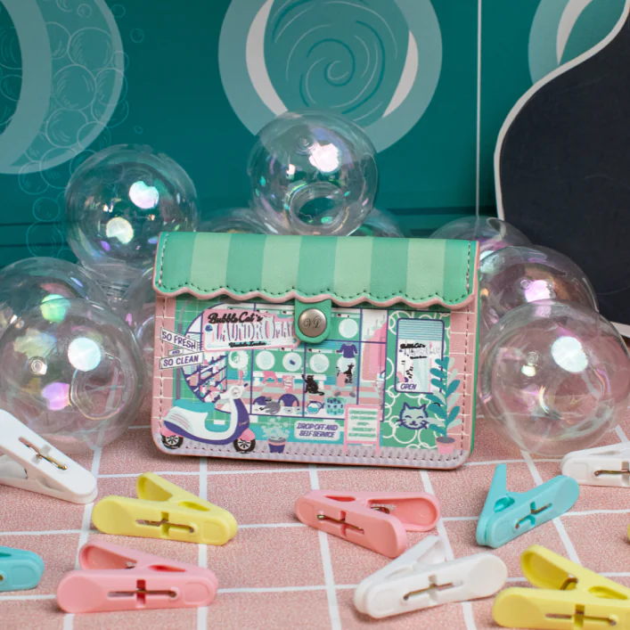 Tarjetero Accordion Bubble Cats Laundromat